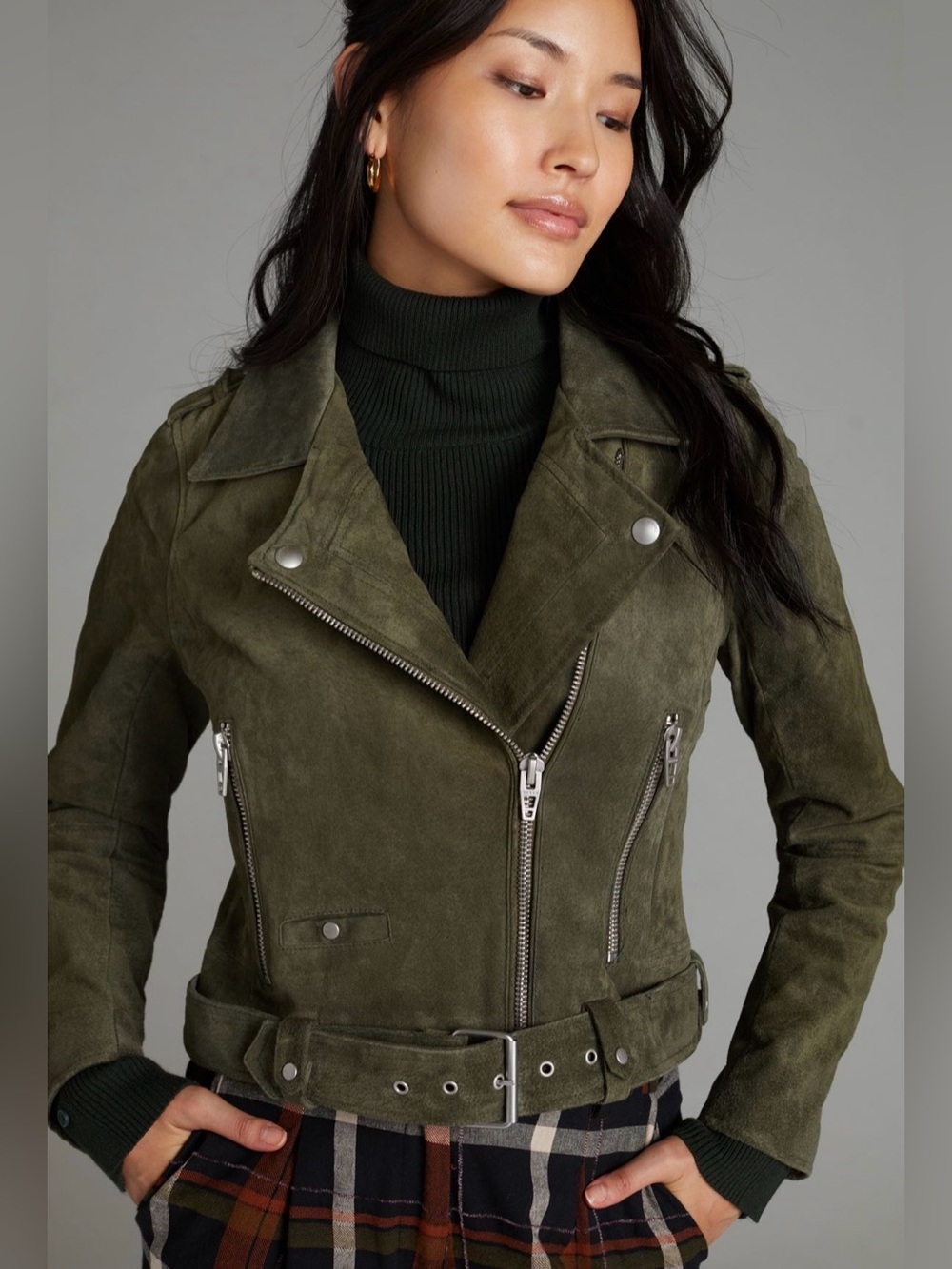 Anthropologie Moss Suede Moto Jacket